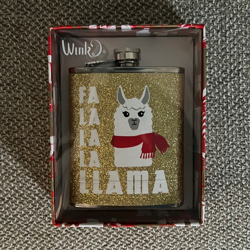 Funny Christmas Gifts Secret Hip Flask "Fa La La La Llama" NWT